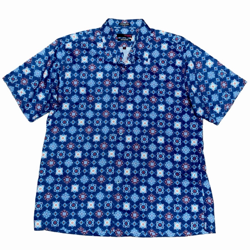 Emanuel Ungaro Blue and White Casual Button Down Shirt